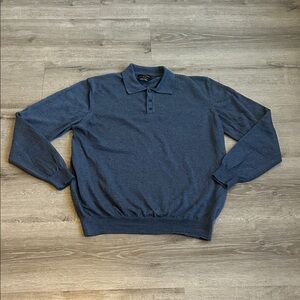 Italian made Black Brown 1826 Blue Merino Wool Polo sweater size XL